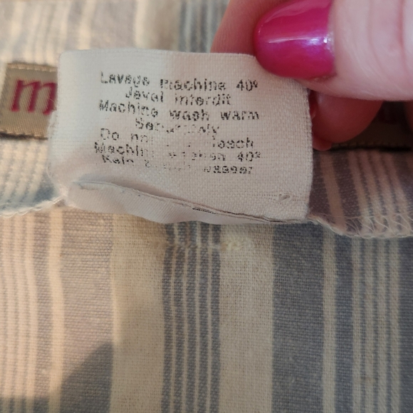 Mademoiselle Liberto Striped Beige and Gray Women's French‎ Mini Skirt, 38 - Picture 4 of 4